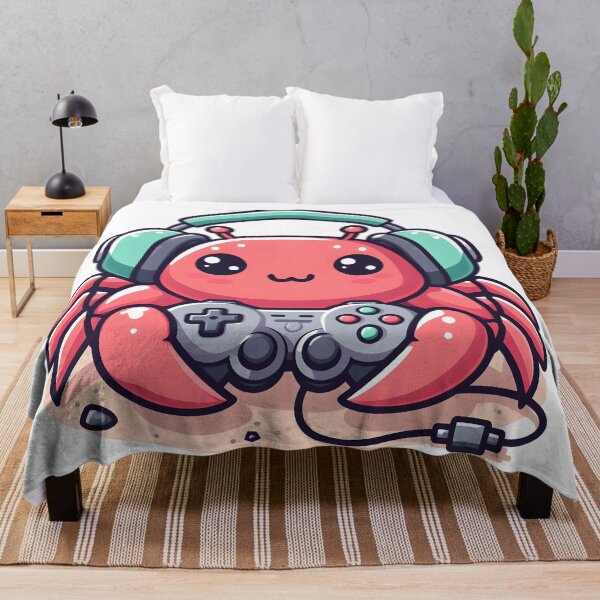 Item preview, Kawaii Crab: Gamer Headphones And Holding A Game Controller designed and sold by CanvasCutie.