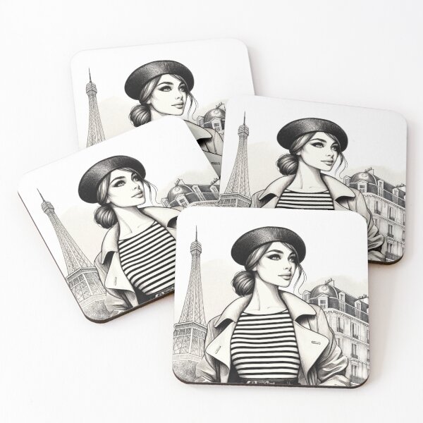 Item preview, Woman in beret with a bag designed and sold by Magdalena-7.