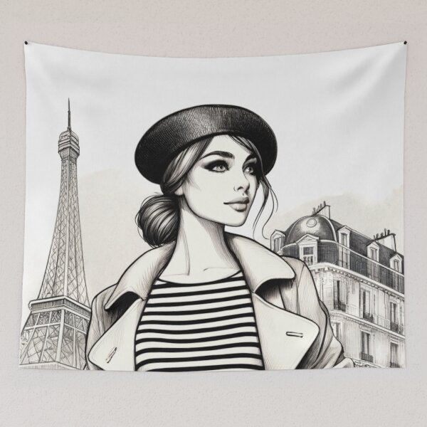Item preview, Woman in beret with a bag designed and sold by Magdalena-7.