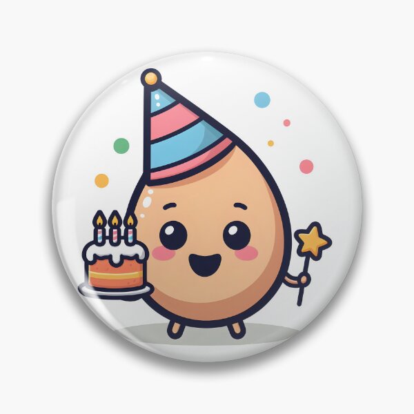 Item preview, Kawaii Egg Wearing A Party Hat Holding A Birthday Cake designed and sold by CanvasCutie.