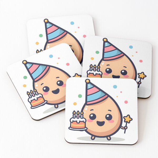 Item preview, Kawaii Egg Wearing A Party Hat Holding A Birthday Cake designed and sold by CanvasCutie.