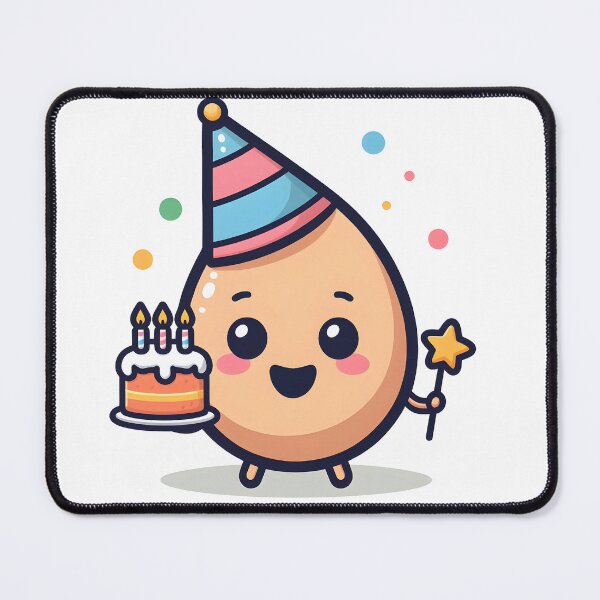 Item preview, Kawaii Egg Wearing A Party Hat Holding A Birthday Cake designed and sold by CanvasCutie.