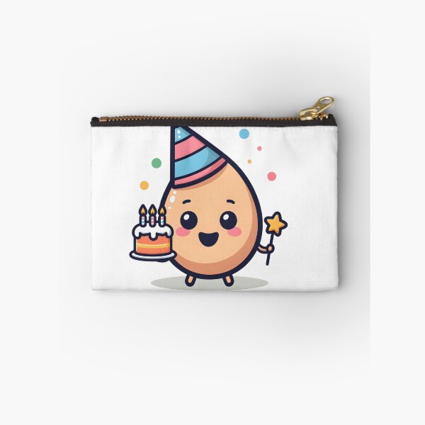 Item preview, Kawaii Egg Wearing A Party Hat Holding A Birthday Cake designed and sold by CanvasCutie.