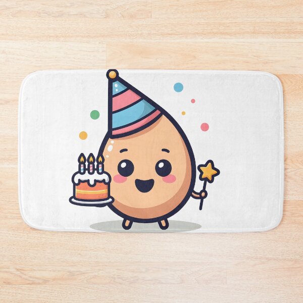 Item preview, Kawaii Egg Wearing A Party Hat Holding A Birthday Cake designed and sold by CanvasCutie.