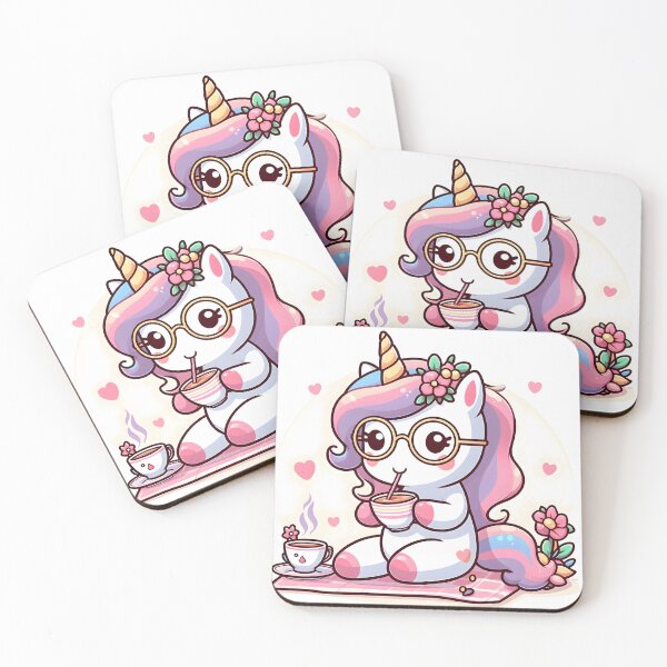 Item preview, Kawaii Lovely Unicorn With Glasses designed and sold by CanvasCutie.