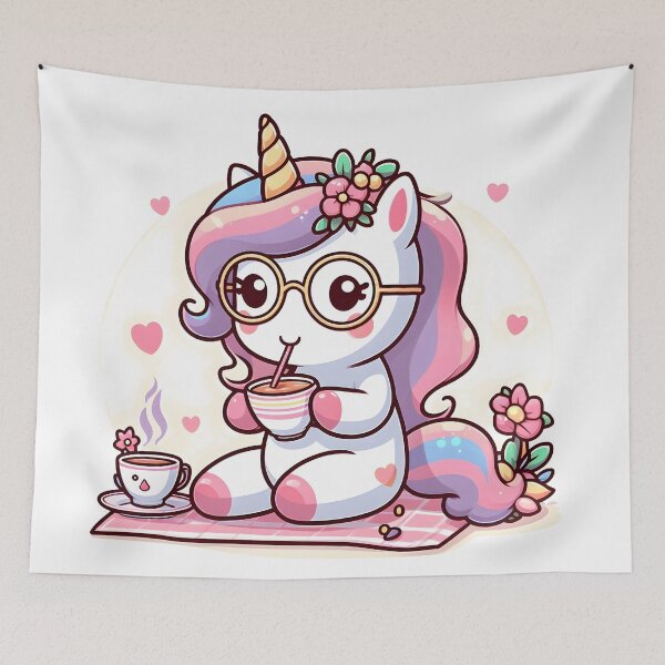 Item preview, Kawaii Lovely Unicorn With Glasses designed and sold by CanvasCutie.