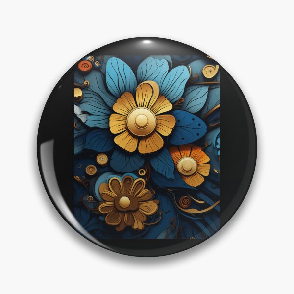 Item preview, 3D Rendering Amber And Blue Floral   designed and sold by WalteLangworth.
