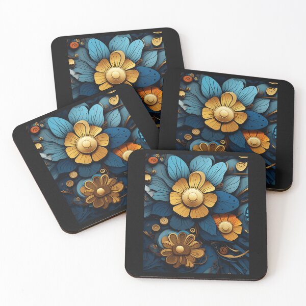 Item preview, 3D Rendering Amber And Blue Floral   designed and sold by WalteLangworth.