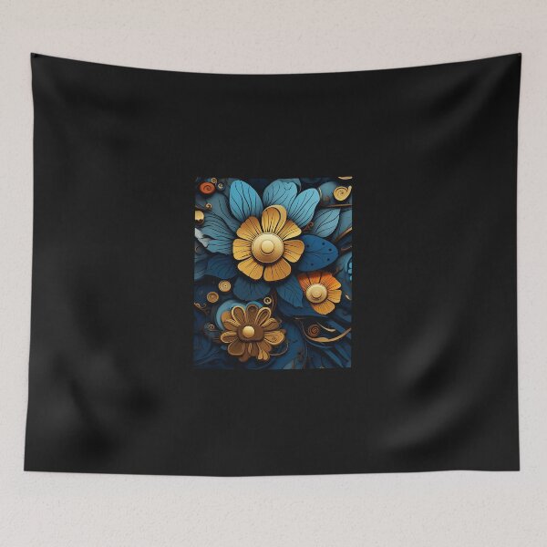 Item preview, 3D Rendering Amber And Blue Floral   designed and sold by WalteLangworth.