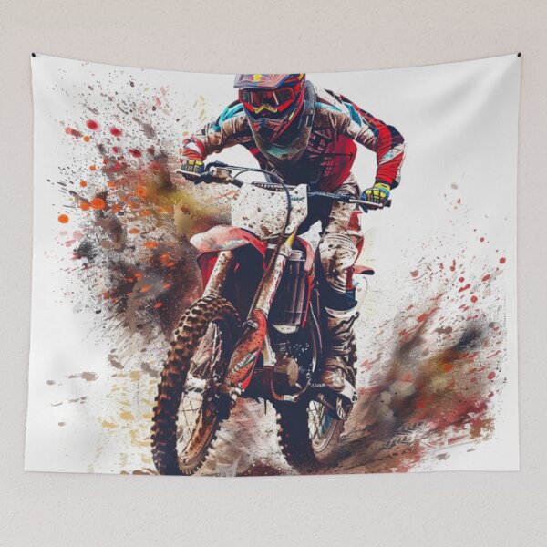 Item preview, Motocross rider kicking splashes colour on mud  Active Outdoors Inspired Art designed and sold by CDC40.