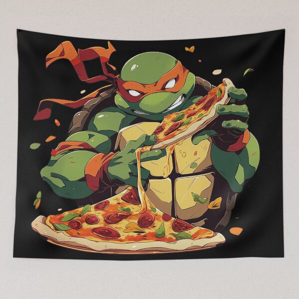 Item preview, michelangelo eating pizza designed and sold by maniabx.