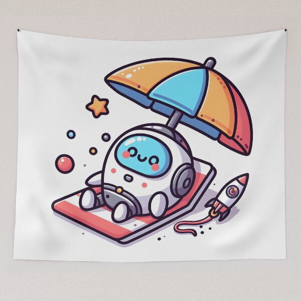 Item preview, Kawaii Spaceship With Beach Umbrella designed and sold by CanvasCutie.