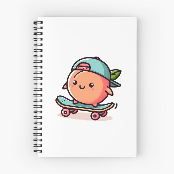 Item preview, Kawaii Peach With Cap Backward Skateboarding designed and sold by CanvasCutie.