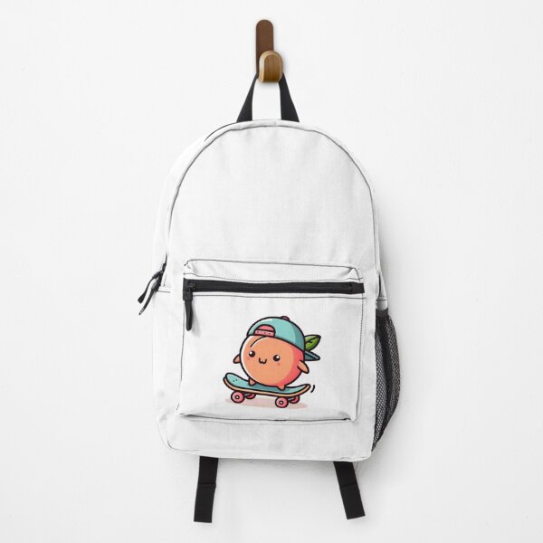 Item preview, Kawaii Peach With Cap Backward Skateboarding designed and sold by CanvasCutie.