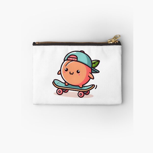 Item preview, Kawaii Peach With Cap Backward Skateboarding designed and sold by CanvasCutie.