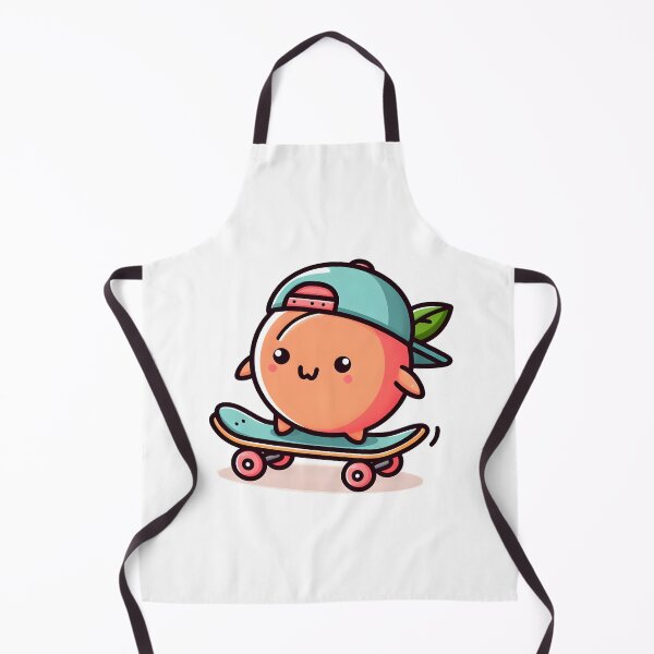 Item preview, Kawaii Peach With Cap Backward Skateboarding designed and sold by CanvasCutie.