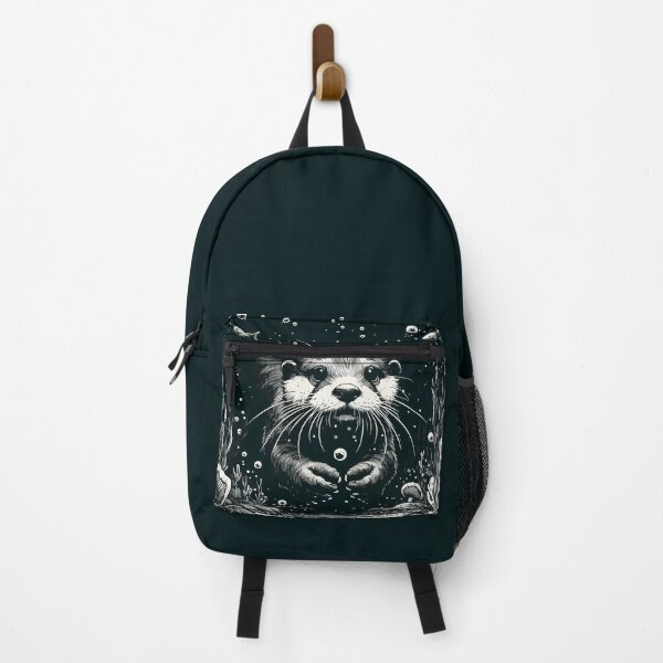 Item preview, Monochromatic Outline Otter Swimming in Water designed and sold by TomFrontierArt.