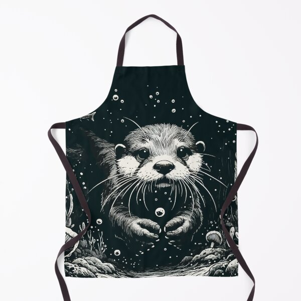 Item preview, Monochromatic Outline Otter Swimming in Water designed and sold by TomFrontierArt.