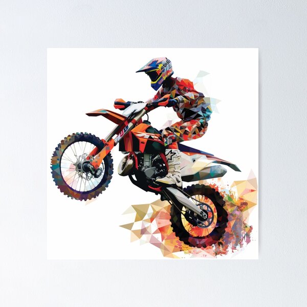 Item preview, Motocross rider performing jump geometric patterns  Active Outdoors Inspired Art designed and sold by CDC40.