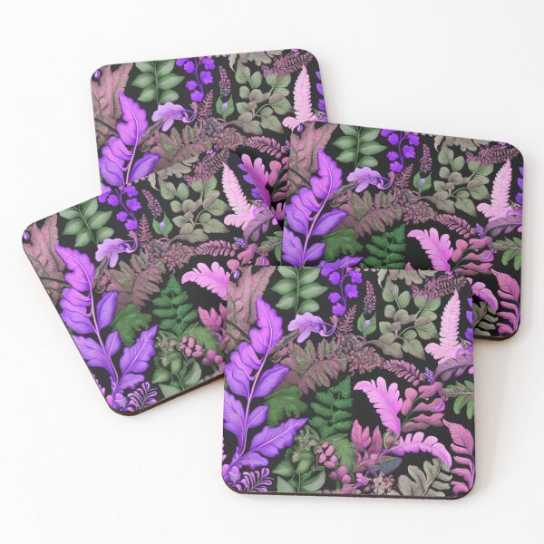 Item preview, Purple leaves on black designed and sold by Flowersonstuff.