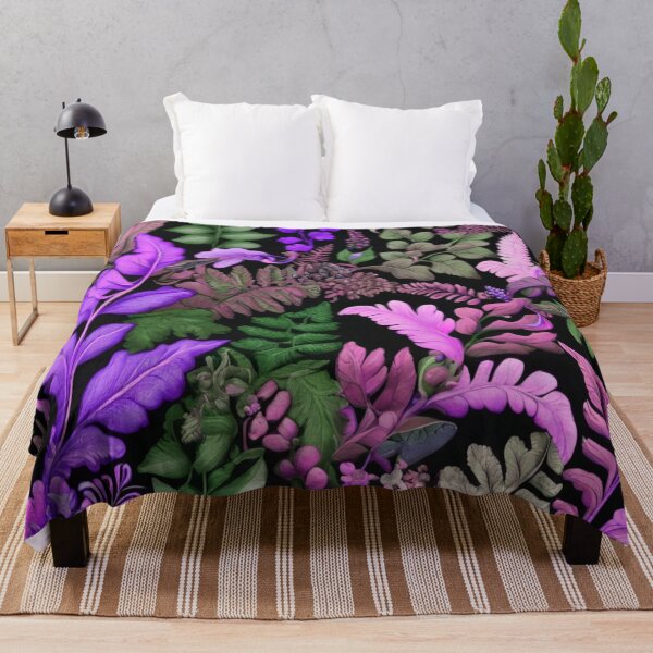 Item preview, Purple leaves on black designed and sold by Flowersonstuff.