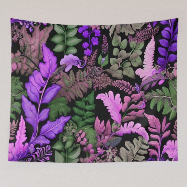 Item preview, Purple leaves on black designed and sold by Flowersonstuff.