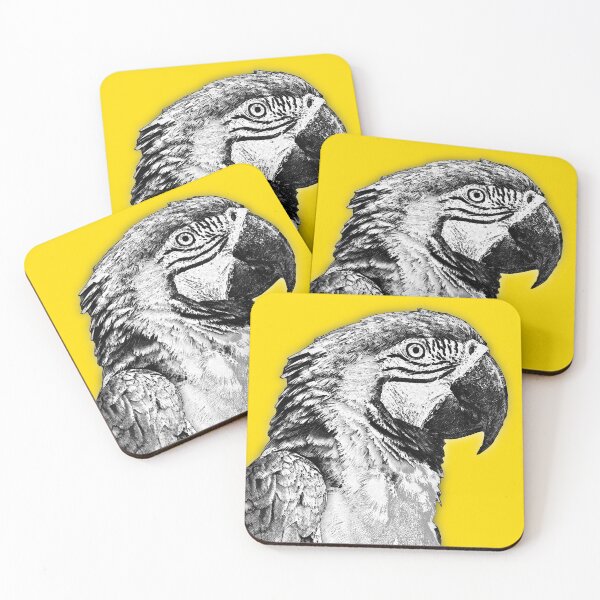 Item preview, Macaw pencil sketch on yellow background - Art Print designed and sold by Intermundium.