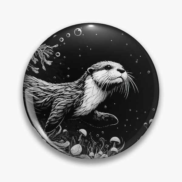 Item preview, Monochromatic Outline Otter Swimming Underwater designed and sold by TomFrontierArt.