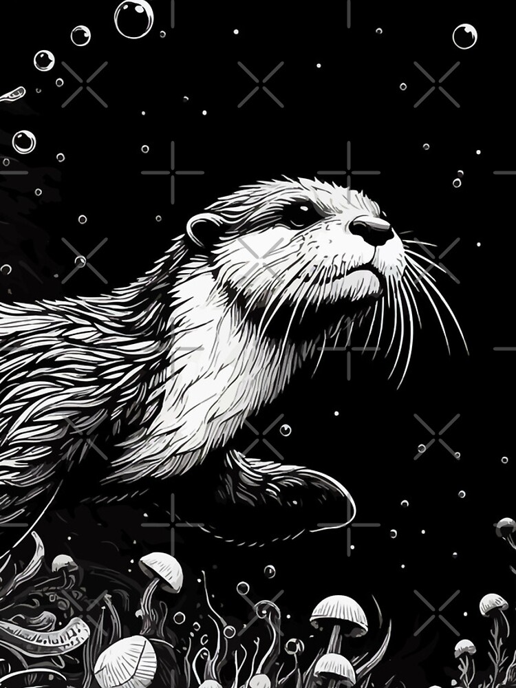 Thumbnail 4 von 4, iPhone-Hülle, Monochromatischer Umriss eines Otters, der unter Wasser schwimmt designt und verkauft von TomFrontierArt.