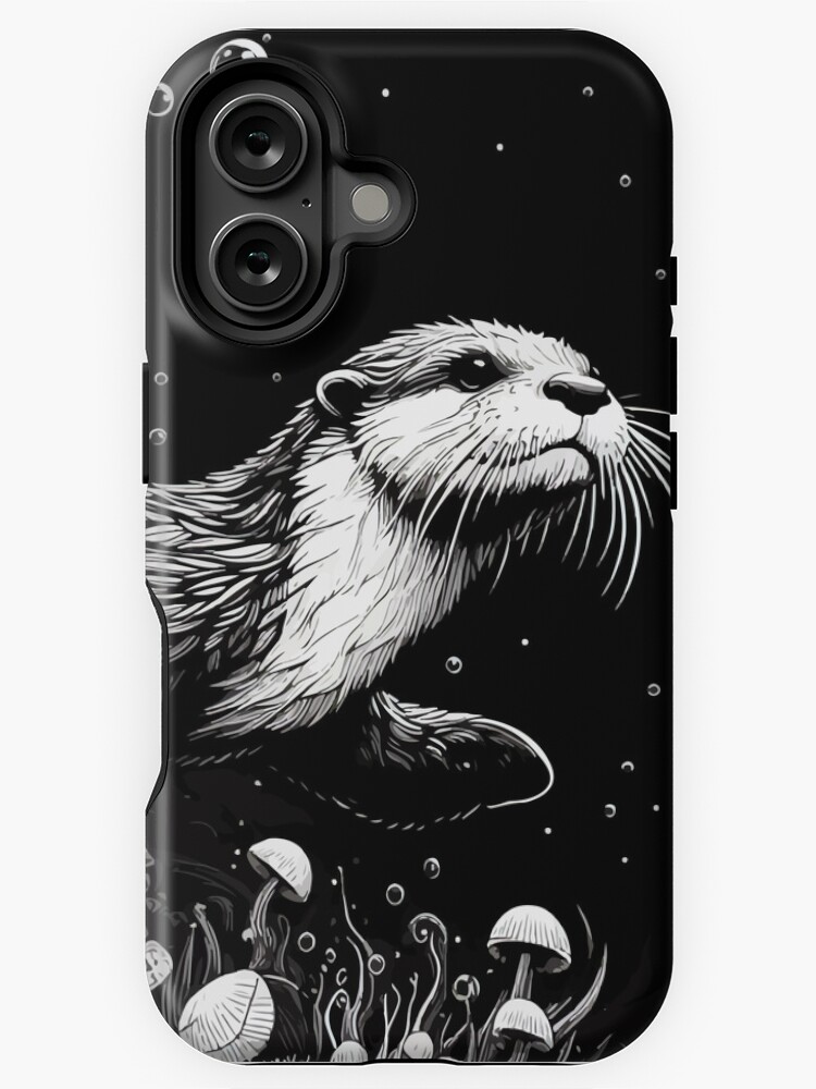 Thumbnail 1 von 4, iPhone-Hülle, Monochromatischer Umriss eines Otters, der unter Wasser schwimmt designt und verkauft von TomFrontierArt.