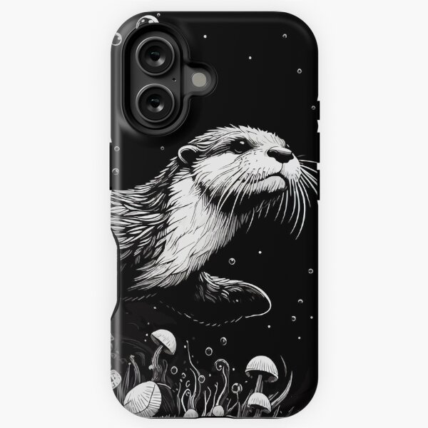 Artikel-Vorschau von Monochromatischer Umriss eines Otters, der unter Wasser schwimmt, designt und verkauft von TomFrontierArt.