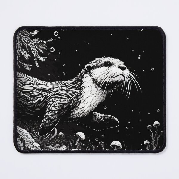Item preview, Monochromatic Outline Otter Swimming Underwater designed and sold by TomFrontierArt.