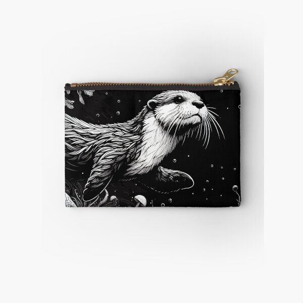 Item preview, Monochromatic Outline Otter Swimming Underwater designed and sold by TomFrontierArt.