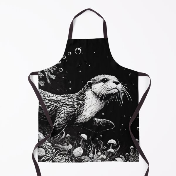 Item preview, Monochromatic Outline Otter Swimming Underwater designed and sold by TomFrontierArt.