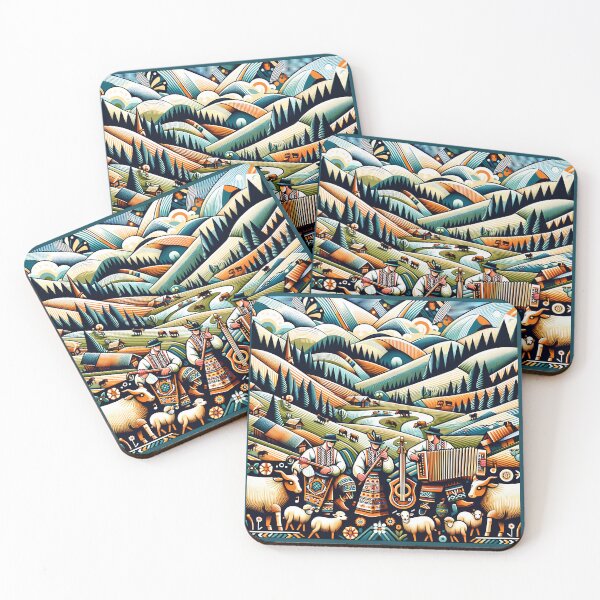 Item preview, Mountains paysage with musitions animals designed and sold by LuppyShop.