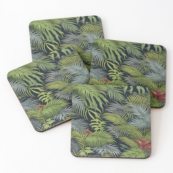 Item preview, Exotic jungle pattern palm leaves in various shades of green jungle designed and sold by Frostquest.