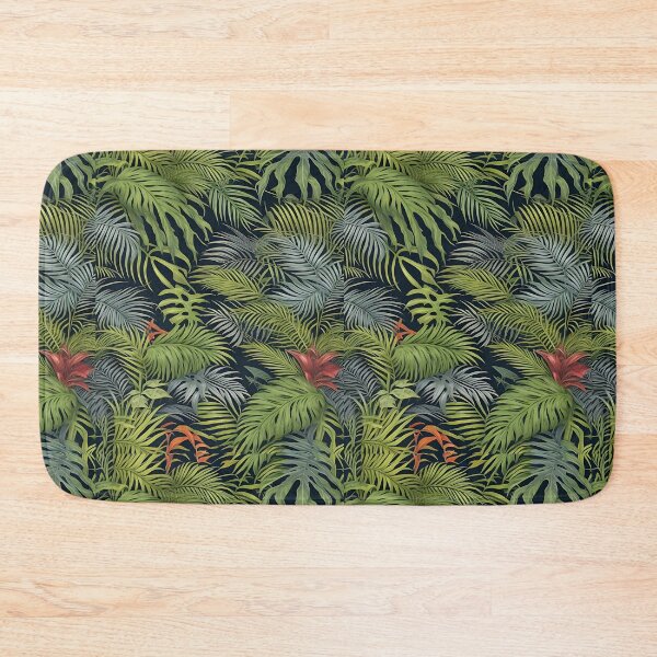 Item preview, Exotic jungle pattern palm leaves in various shades of green jungle designed and sold by Frostquest.