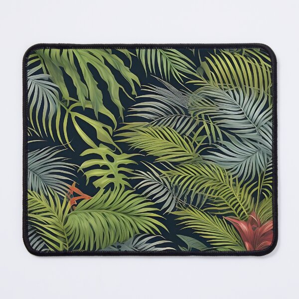 Item preview, Exotic jungle pattern palm leaves in various shades of green jungle designed and sold by Frostquest.
