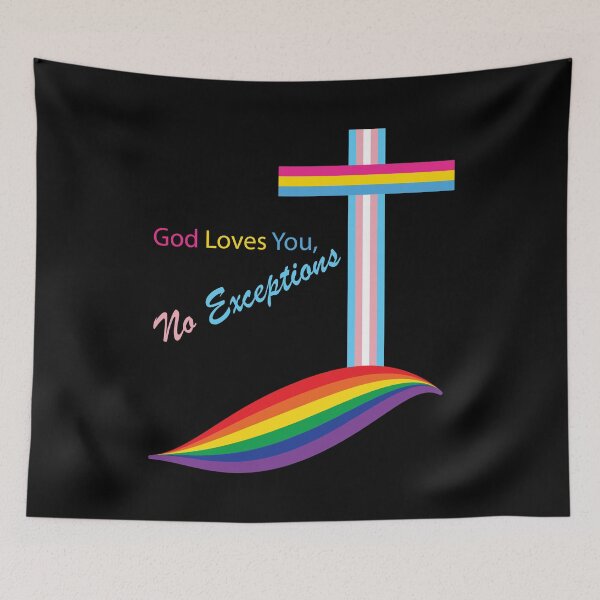 Item preview, LGBTQIA PLUS Christian graphic, God Loves You, No Exceptions designed and sold by NobizArtwerkz.