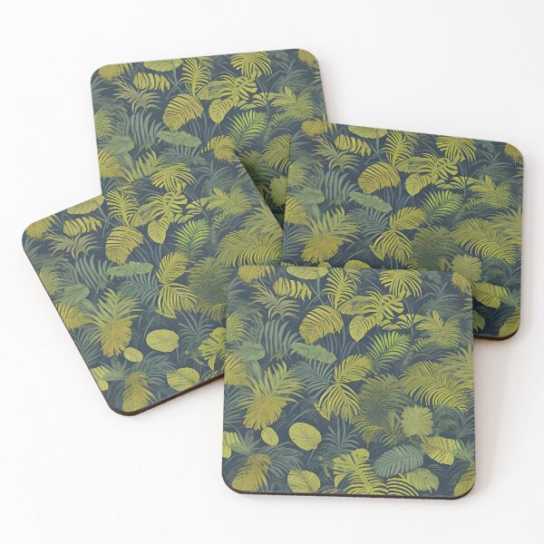 Item preview, Exotic jungle pattern palm leaves in various shades of green jungle designed and sold by Frostquest.