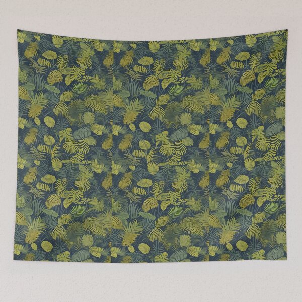 Item preview, Exotic jungle pattern palm leaves in various shades of green jungle designed and sold by Frostquest.