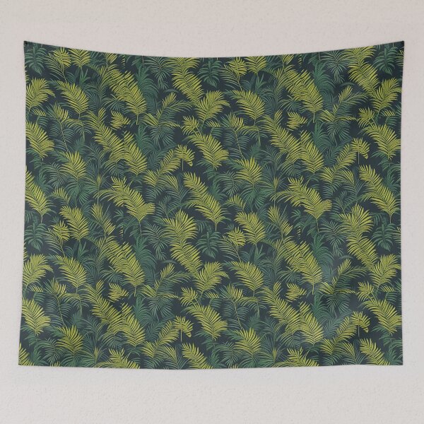 Item preview, Exotic jungle pattern palm leaves in various shades of green jungle designed and sold by Frostquest.