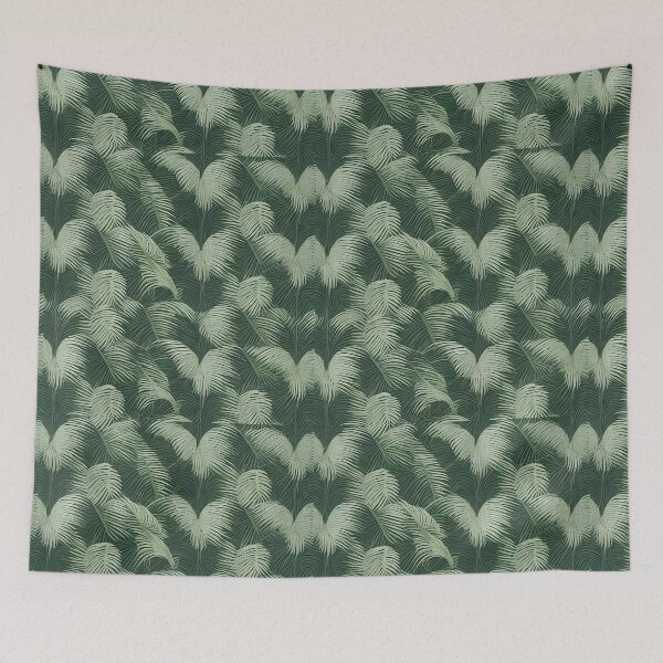 Item preview, Exotic jungle pattern palm leaves in various shades of green jungle designed and sold by Frostquest.