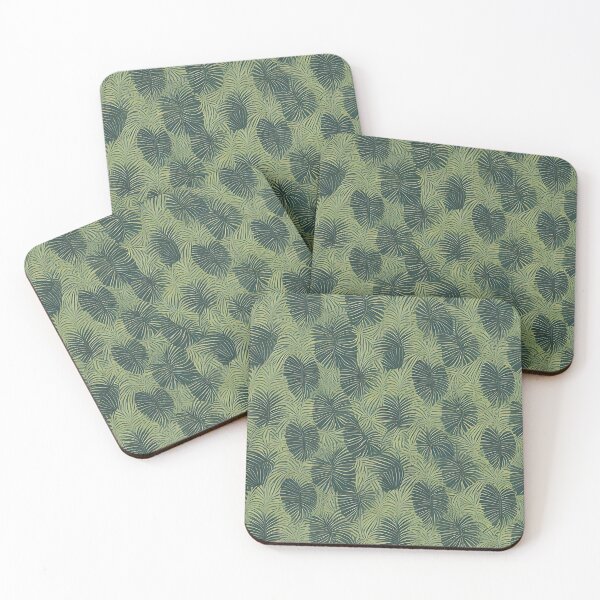 Item preview, Exotic jungle pattern palm leaves in various shades of green jungle designed and sold by Frostquest.