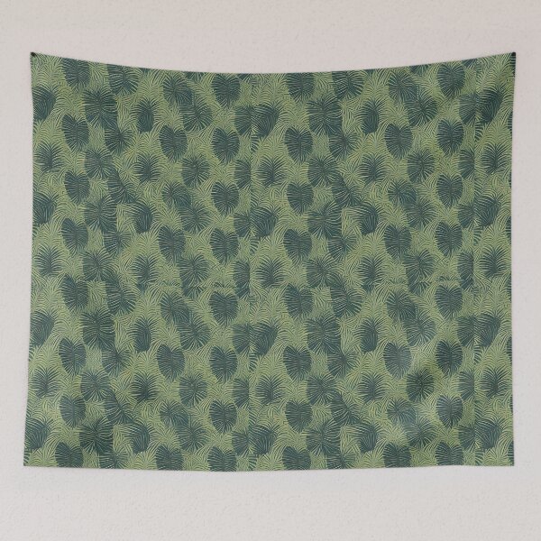 Item preview, Exotic jungle pattern palm leaves in various shades of green jungle designed and sold by Frostquest.