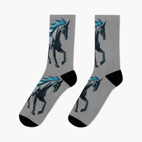 Item preview, Geometric unicorn, running horse black and blue designed and sold by coloursforkids.