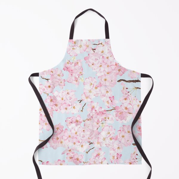 Item preview, Pink cherry pattern in blue background hand painted designed and sold by ColorandColor.