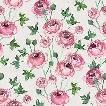 Artwork thumbnail, Painted Pink Ranunculus Pattern by micklyn