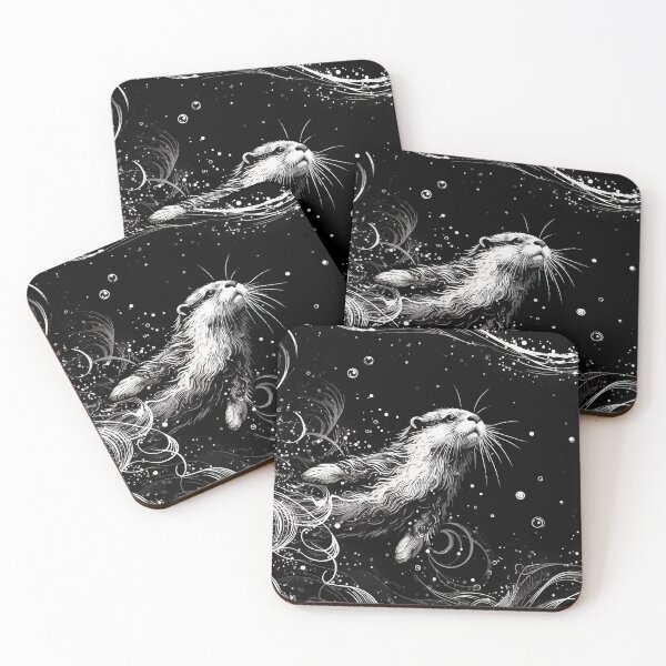 Item preview, Monochromatic Abstract Outline Otter Swimming Underwater designed and sold by TomFrontierArt.