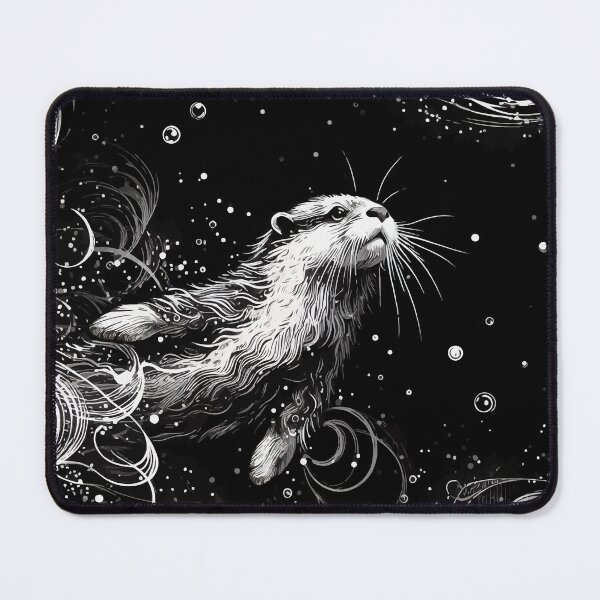 Item preview, Monochromatic Abstract Outline Otter Swimming Underwater designed and sold by TomFrontierArt.